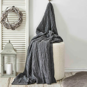 Karaca Home Cable Knit Throw – Grey, Oeko-Tex Certified Soft & Stylish Comfort - Karrari