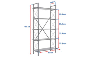 Industrial 5-Tier Bookshelf - Karrari