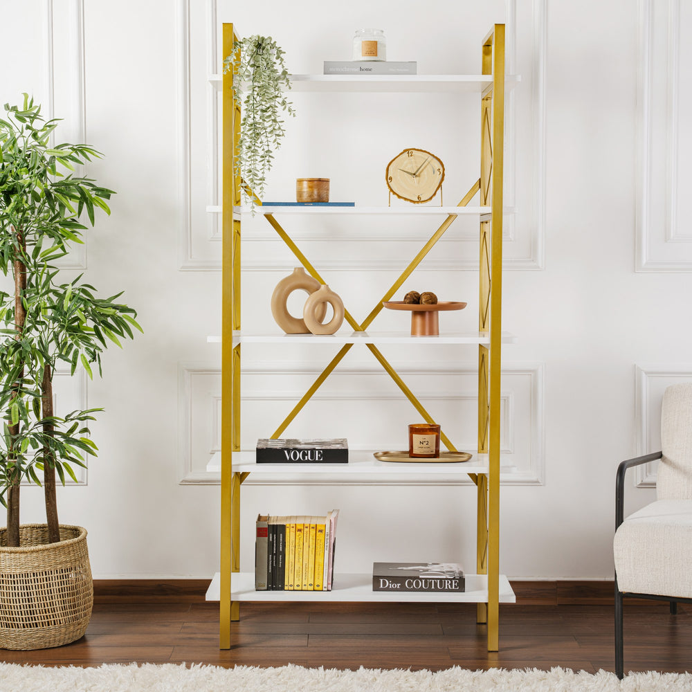 Modern Glam 5-Tier Bookshelf - Karrari