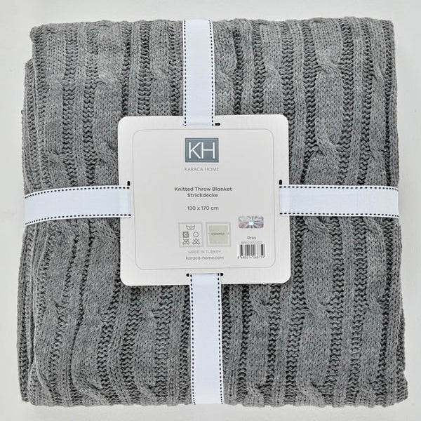 Karaca Home Cable Knit Throw – Grey, Oeko-Tex Certified Soft & Stylish Comfort - Karrari
