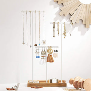 2-in-1 Jewellery Display Stand - Adjustable T-Bars & Tray - Karrari