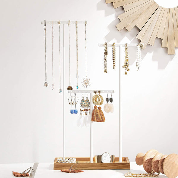 2-in-1 Jewellery Display Stand - Adjustable T-Bars & Tray - Karrari