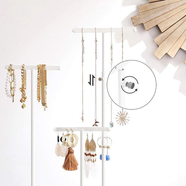 2-in-1 Jewellery Display Stand - Adjustable T-Bars & Tray - Karrari