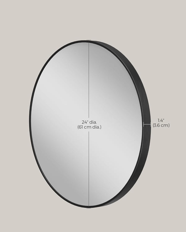 Round Wall Mirror - Black Metal Frame - Karrari