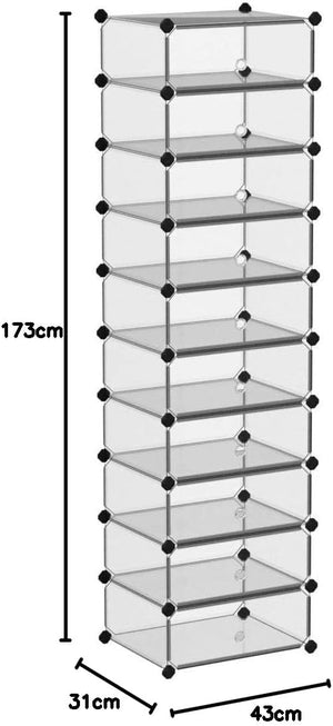 10-Tier Shoe Rack Organizer with Doors (20 Pairs) - Karrari
