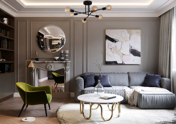 Industrial 6-Light Ceiling Lamp – Clear Glass - Karrari