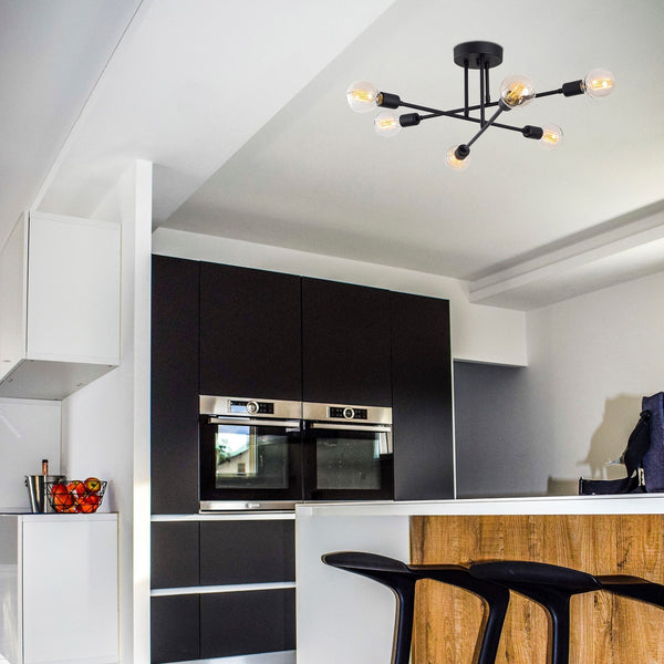 Industrial 6-Light Ceiling Lamp – Clear Glass - Karrari