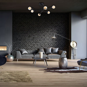 Industrial 6-Light Ceiling Lamp – Clear Glass - Karrari