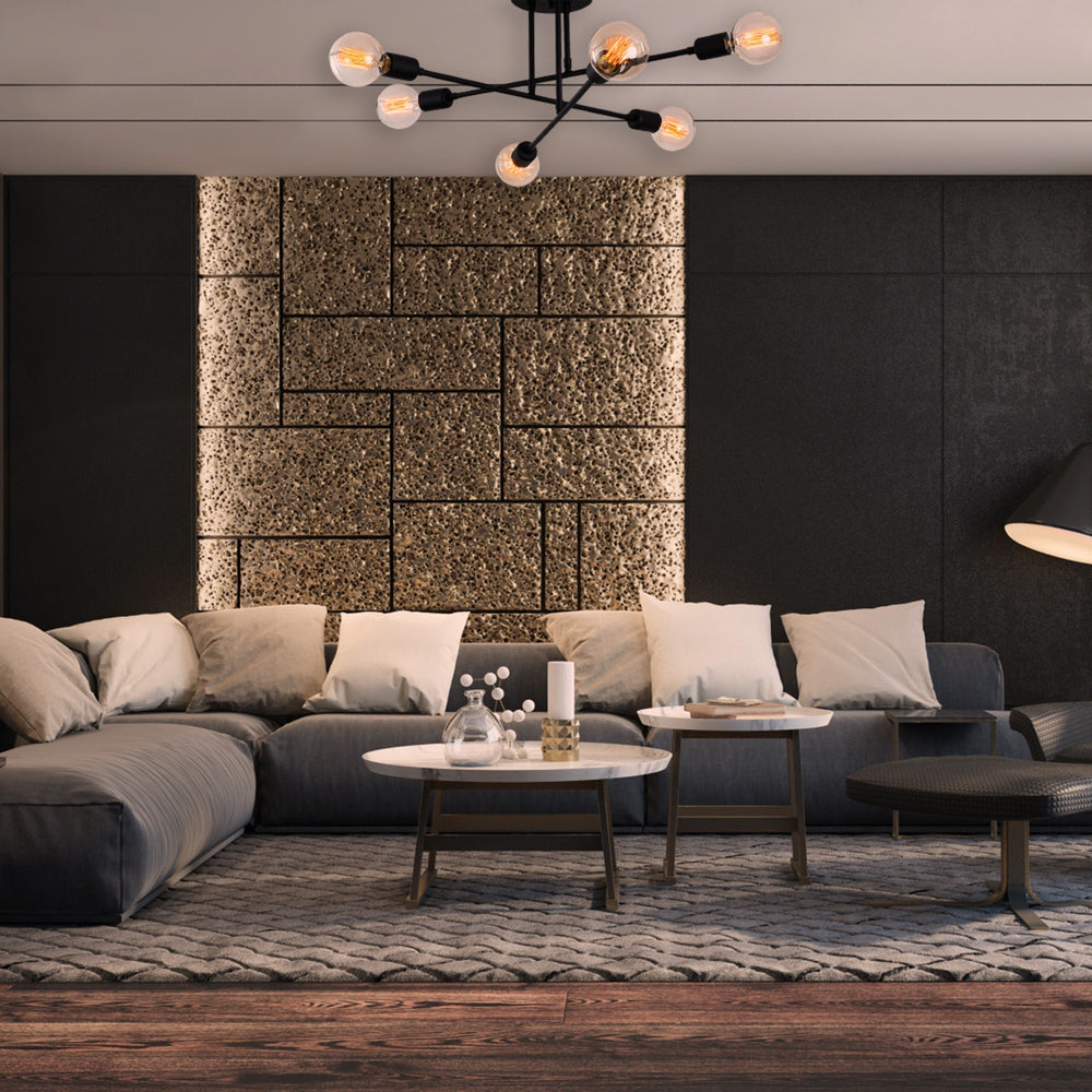 Industrial 6-Light Ceiling Lamp – Clear Glass - Karrari