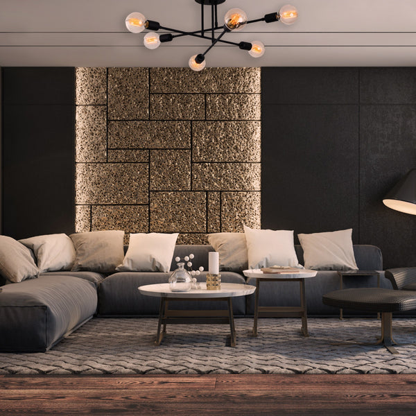 Industrial 6-Light Ceiling Lamp – Clear Glass - Karrari