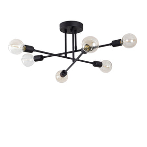 Industrial 6-Light Ceiling Lamp – Clear Glass - Karrari