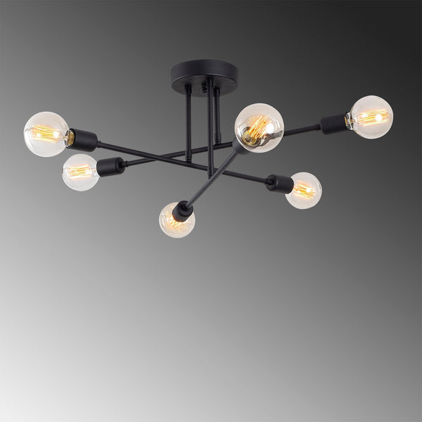 Industrial 6-Light Ceiling Lamp – Clear Glass - Karrari