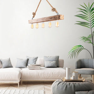 Rustic 5-Light Wood Beam Chandelier - Karrari