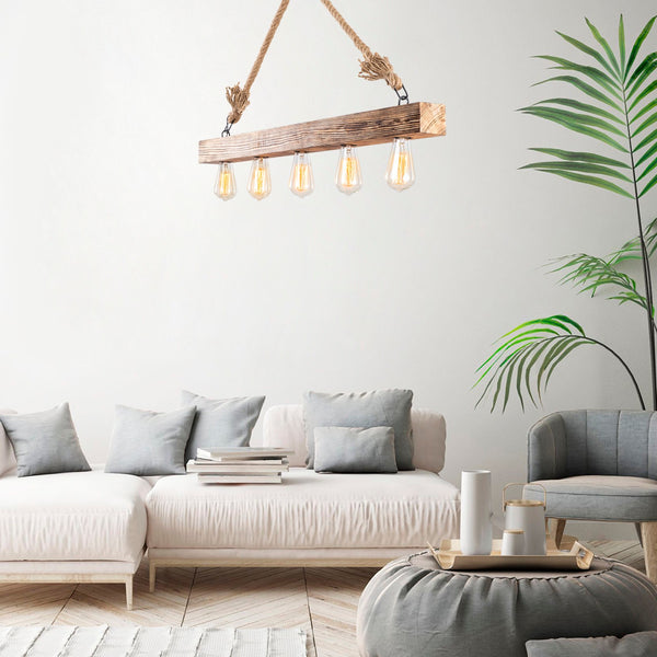 Rustic 5-Light Wood Beam Chandelier - Karrari