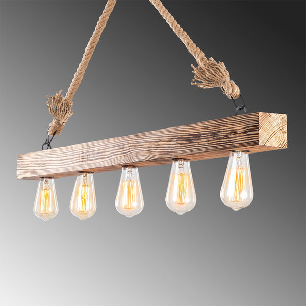 Rustic 5-Light Wood Beam Chandelier - Karrari