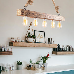 Rustic 5-Light Wood Beam Chandelier - Karrari