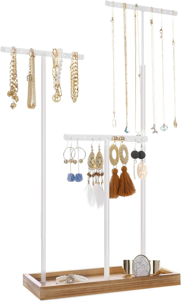 2-in-1 Jewellery Display Stand - Adjustable T-Bars & Tray - Karrari