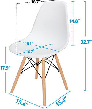 Modern Dining Chair Set of 4, Mid Century Modern DSW Chair, Side Chairs with Wooden Legs, Shell Lounge Plastic Chair for Kitchen, Dining, Bedroom, Living Room - Karrari