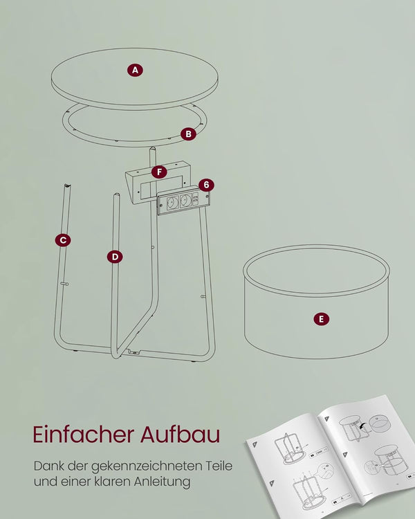 Side Table with Socket & Basket - Karrari