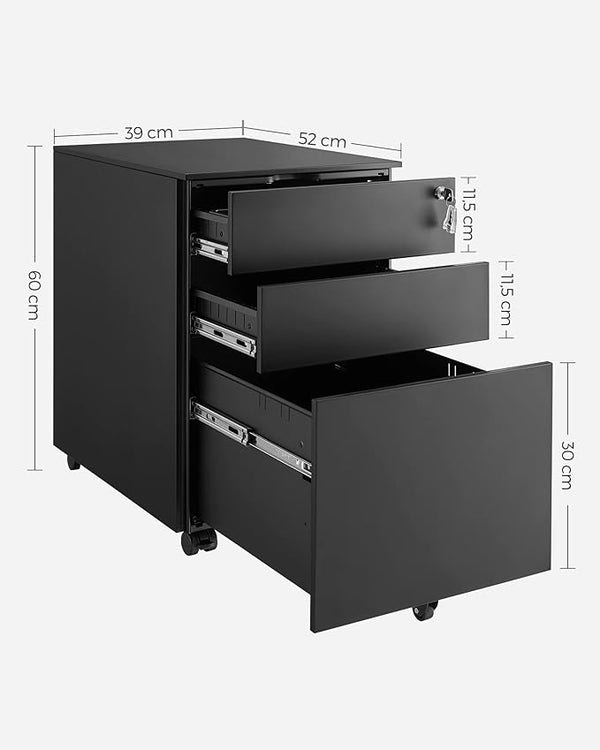 3-Drawer Filing Cabinet with Lock - Karrari