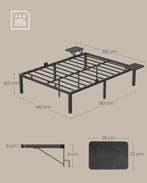 Double Bed Frame with Storage Shelves - Karrari