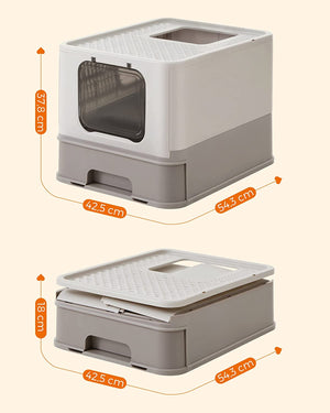 Cat Litter Tray with Lid & Scoop (Leak-Proof) - Karrari