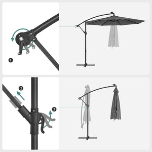 Garden Sunshade Parasol – 3m with LED & Base - Karrari