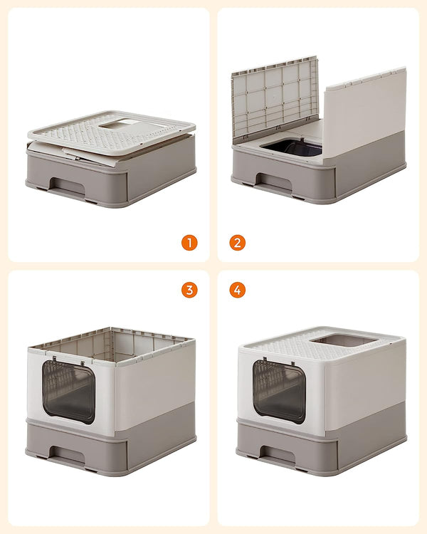 Cat Litter Tray with Lid & Scoop (Leak-Proof) - Karrari