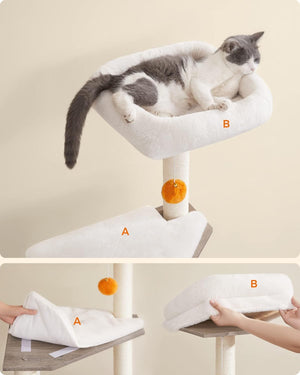 2-in-1 Modern Cat Tree with Scratching Posts & Groomer - Karrari
