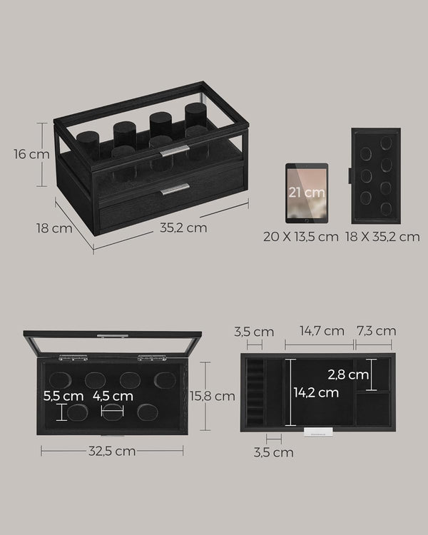 2-Tier Wooden Watch Case - Drawer & Velvet Lining - Karrari