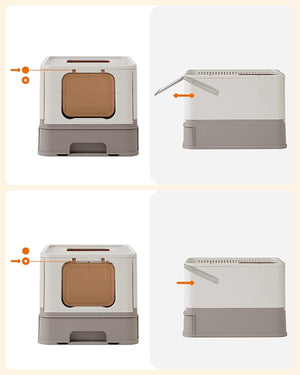 Cat Litter Tray with Lid & Scoop (Leak-Proof) - Karrari