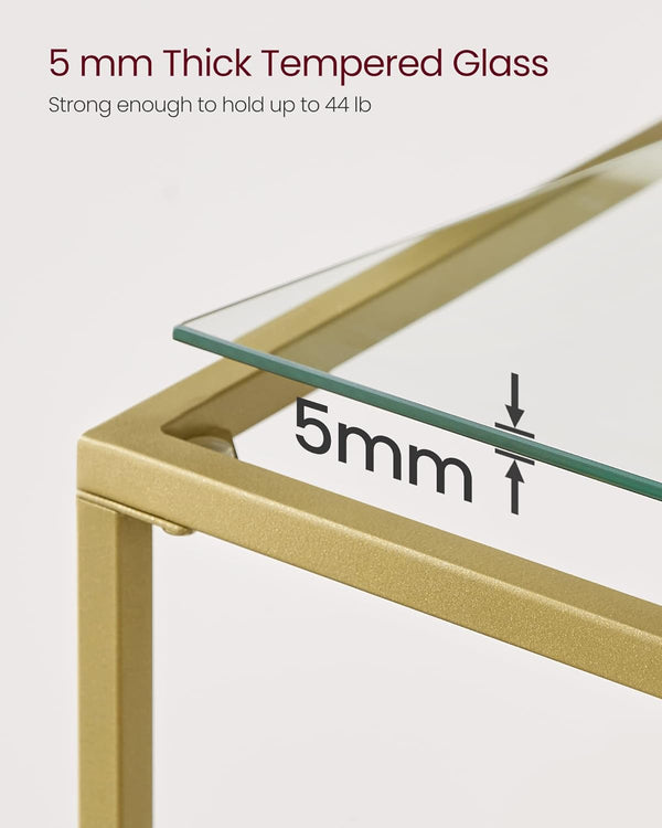 Gold Console Table with Glass - Karrari