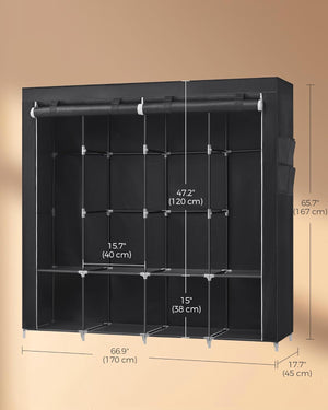 Clothes Storage Wardrobe with 4 Rails & Shelves - Karrari