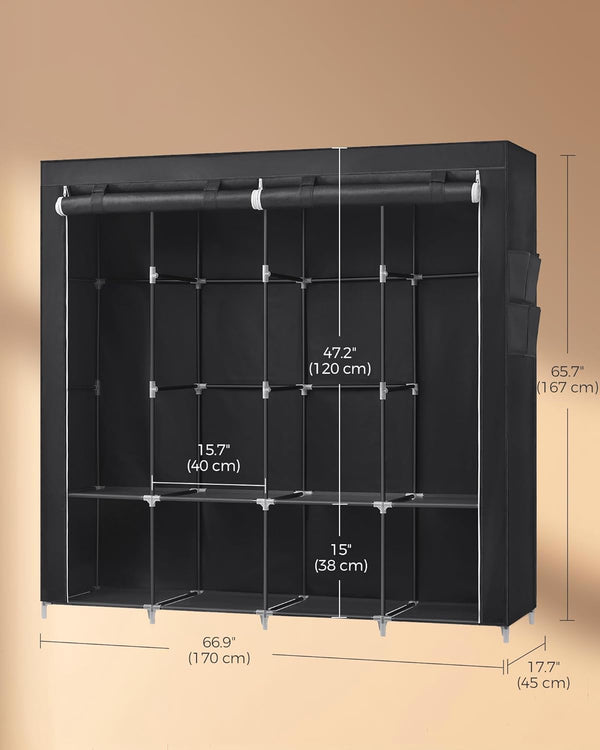 Clothes Storage Wardrobe with 4 Rails & Shelves - Karrari