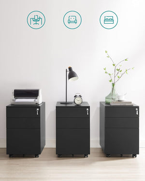 3-Drawer Filing Cabinet with Lock - Karrari