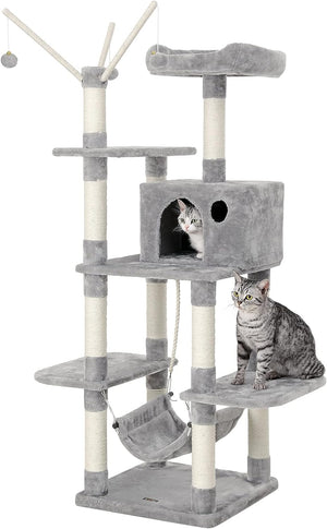 Light Grey Cat Tree with Scratching Post & Hammock - Karrari