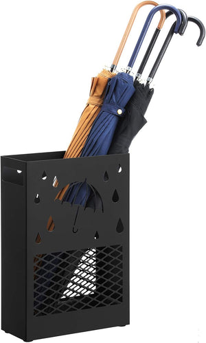 Metal Umbrella Stand with Drip Tray & Hooks (Rectangular) - Karrari