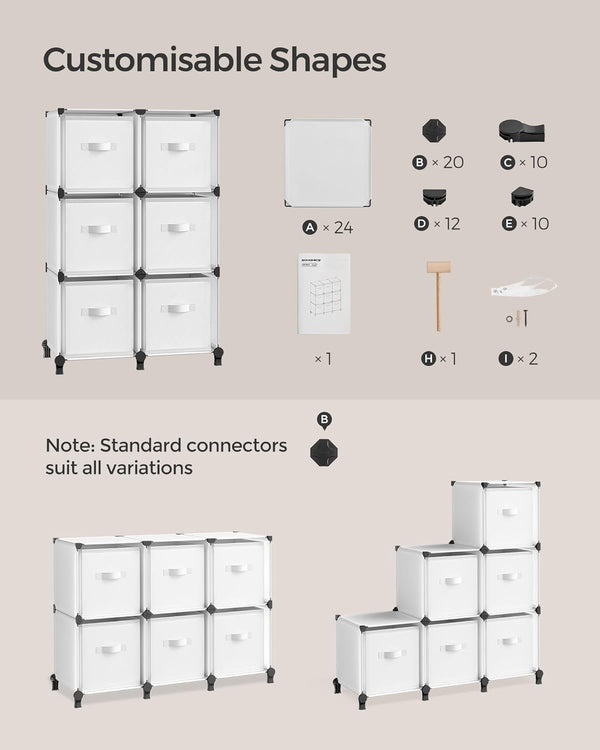 Customizable 6-Cube Fabric Storage Shelves - Karrari