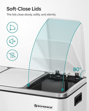 Triple Kitchen Recycling Bin 3×18L (White, Soft-Close) - Karrari