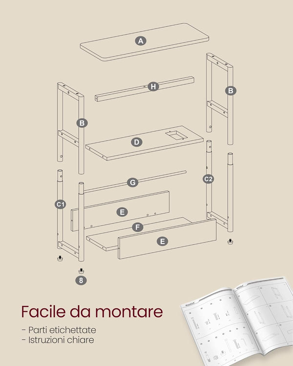 Side Table - Charging Port & Shelves - Karrari
