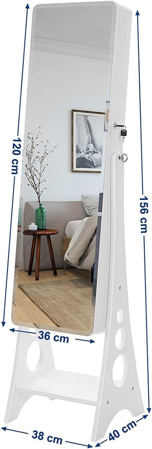 Lockable LED Mirror Jewellery Cabinet with Drawers - Karrari