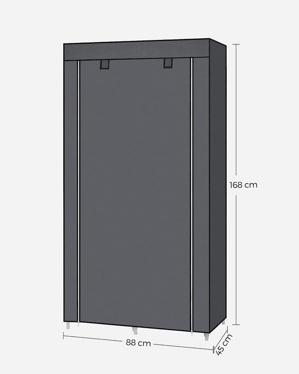 Fabric Wardrobe with 6 Shelves & 1 Hanging Rail - Karrari