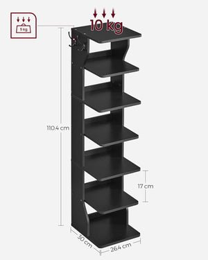 Slim 6-Tier Shoe Rack for Small Spaces - Karrari