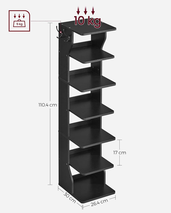Slim 6-Tier Shoe Rack for Small Spaces - Karrari