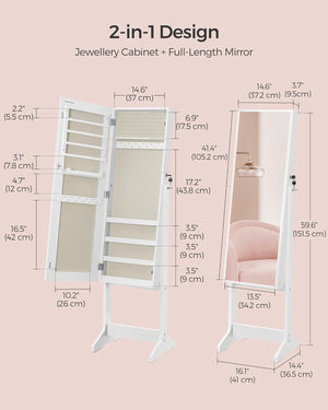 Standing Mirror Jewellery Cabinet Armoire - Lockable - Karrari