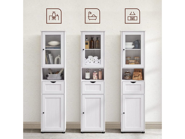 Freestanding Bathroom Cabinet with Glass Door - Karrari