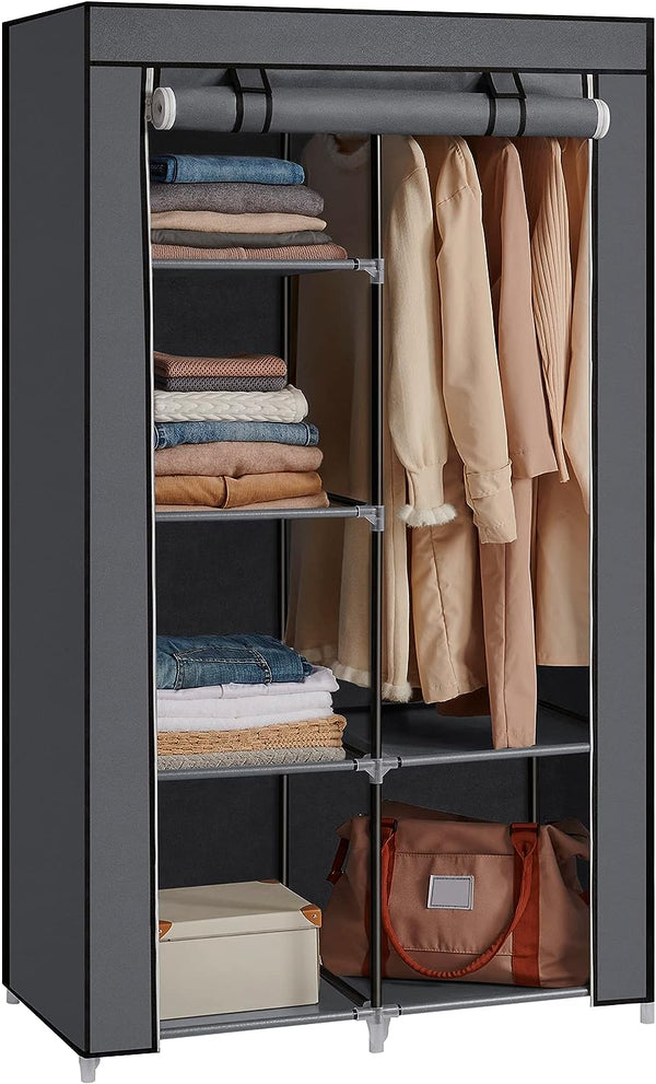Fabric Wardrobe with 6 Shelves & 1 Hanging Rail - Karrari