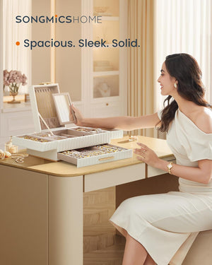 Jewellery Box with Drawer, Mirror & PU Finish - Karrari