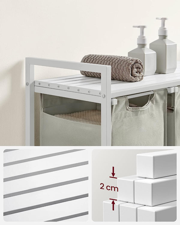 Laundry Hamper - 3 Removable Oxford Fabric Bags - Karrari