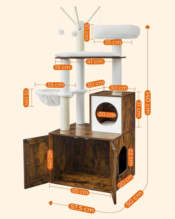 2-in-1 Cat Tree Tower with Litter Box Enclosure - Karrari